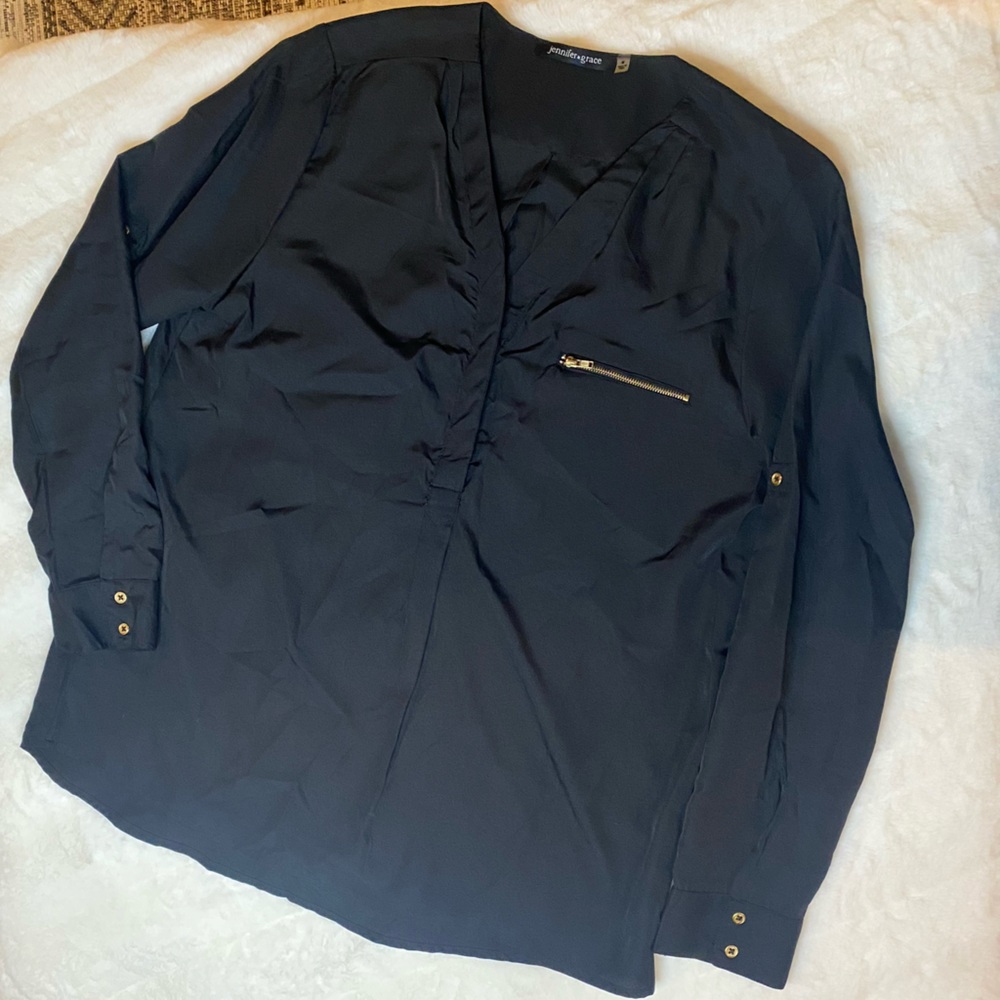 Jennifer & grace black long sleeve dress shirt